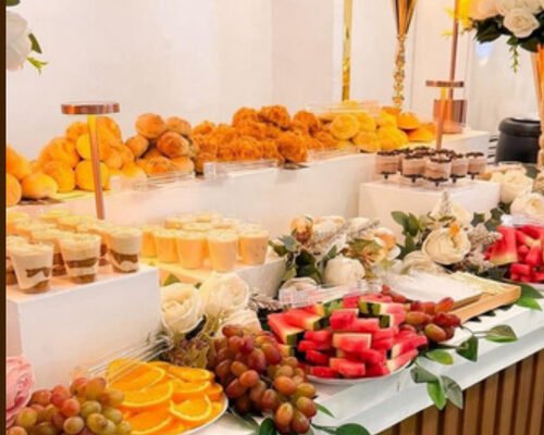 Fruit and pastry cocktail hour spread