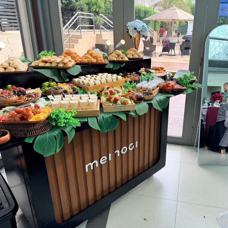 Grazing table spread at a corporate celebration